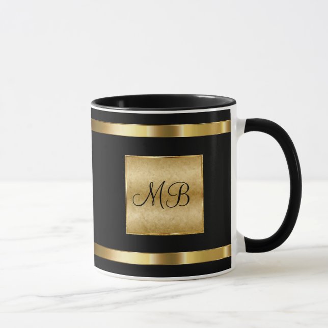 Classy Monogram Gold And Black Colour Mug (Right)