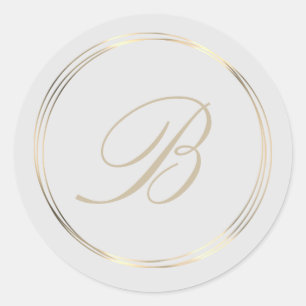 Classy Monogram Gold Circles Classic Round Sticker