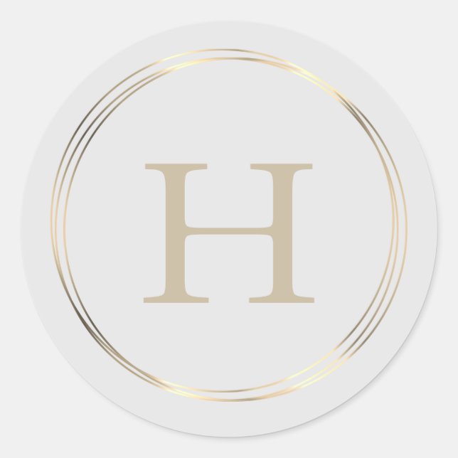 Classy Monogram Gold Circles Classic Round Sticker (Front)