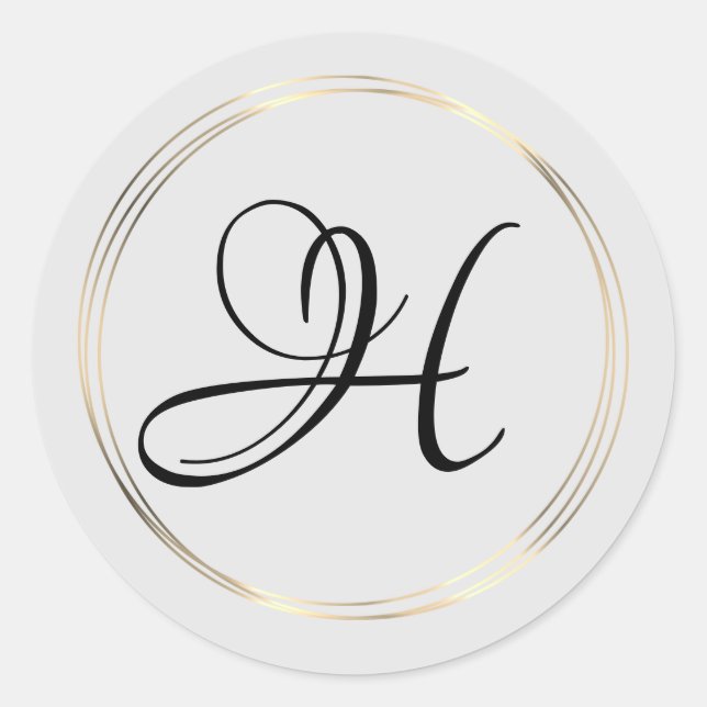 Classy Monogram Gold Circles Classic Round Sticker (Front)