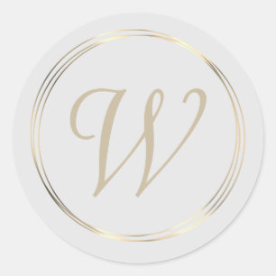 Classy Monogram Gold Circles Classic Round Sticker