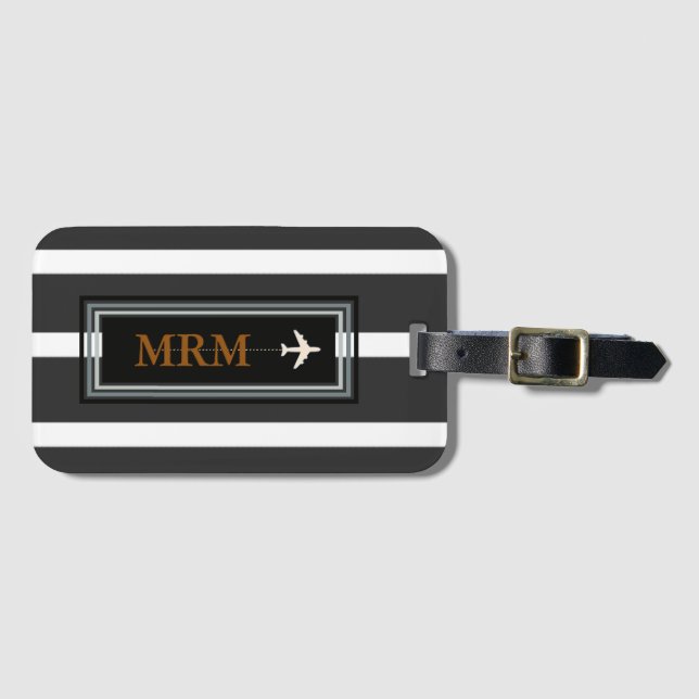 Classy Monogram Initials Traveller Luggage Tag (Front Horizontal)