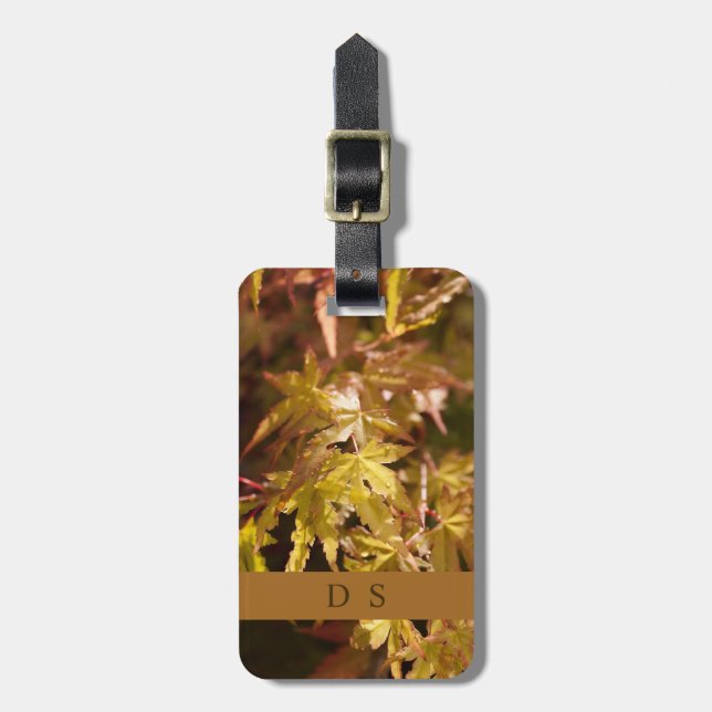 Classy Monogram Japanese Maple Luggage Tag (Front Vertical)
