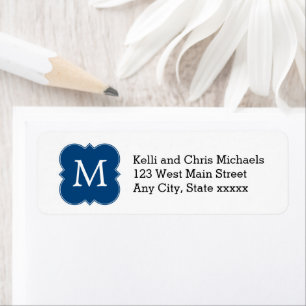 Classy Monogram Navy Blue and White Return Address