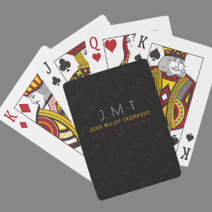 Classy monogram on black playing cards