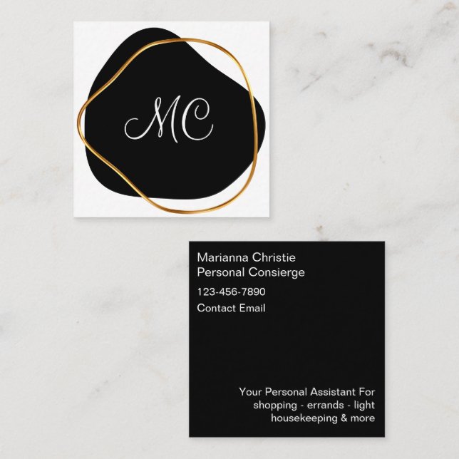 Classy Monogram Personal Concierge Appointment Card (Front/Back)