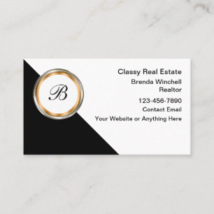 Classy Monogram Real Estate Business Cards
