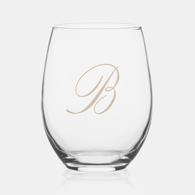 Classy Monogram Stemless Wine Glass (Front)