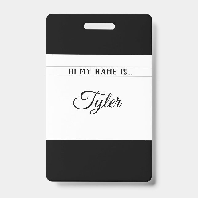 Classy Monotone Name Tag Badge (Front)