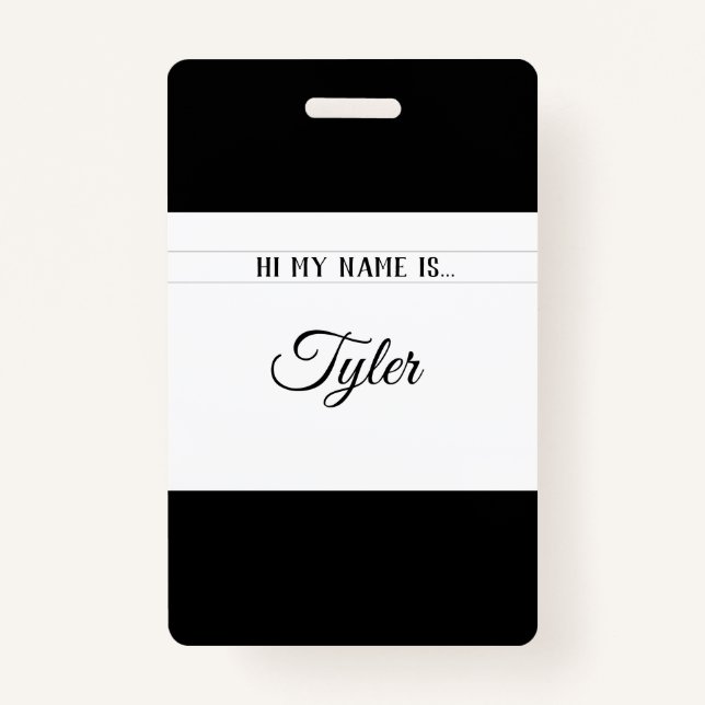 Classy Monotone Name Tag Badge (Front)