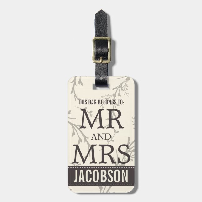 Classy Mr and Mrs Personalized Luggage Tag (Front Vertical)