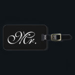 Classy Mr. Black Luggage Tag<br><div class="desc">This classic black luggage tag is decorated with Mr. written on the front,  and all your personal information on the back. This coordinates perfectly with the Classy Mrs. Black Luggage Tag,  and the More Classy Mrs. Black Luggage Tag,  for her additional luggage.</div>