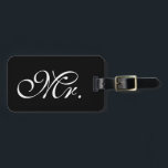 Classy Mr. Black Luggage Tag<br><div class="desc">This classic black luggage tag is decorated with Mr. written on the front, and all your personal information on the back. This coordinates perfectly with the Classy Mrs. Black Luggage Tag, and the More Classy Mrs. Black Luggage Tag, for her additional luggage.</div>