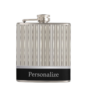 Classy Multi Silver Strip Design Hip Flask