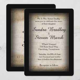 Classy Music Theme Wedding Invitation