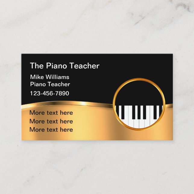 Classy Musical Piano Theme Business Cards (Front)