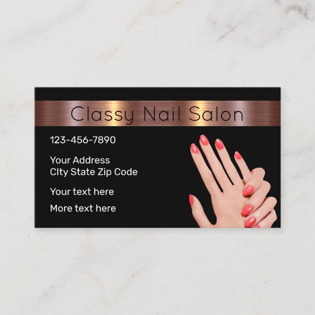 Classy Nail Beauty Salon Business Card (Front)