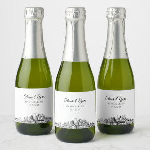 Classy Nashville Wedding Favour Custom Mini Sparkling Wine Label