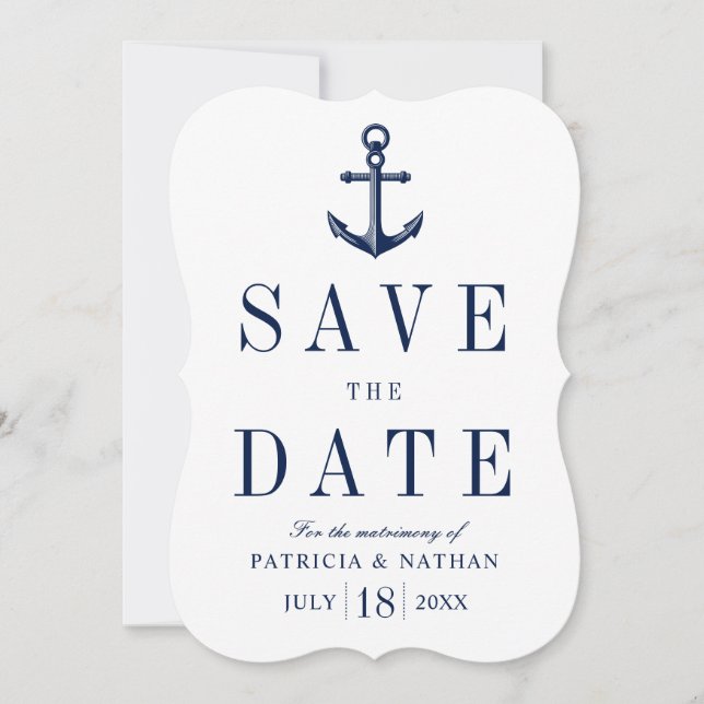 Classy Nautical Anchor Save the Date (Front)