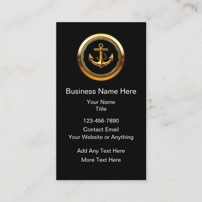 Classy Nautical Anchor Theme Business Cards (Front)