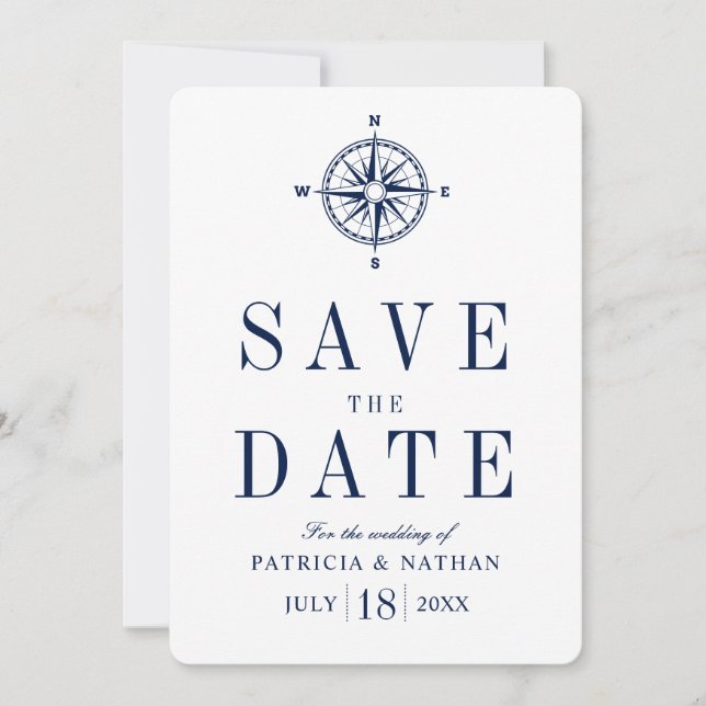 Classy Nautical Compass Save the Date (Front)