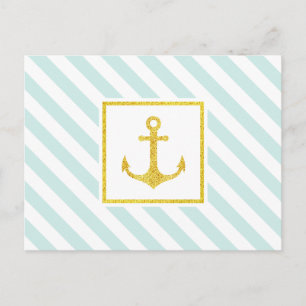 Classy Nautical Design Faux Glitter Anchor Postcard