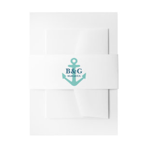 Classy nautical logo wedding Invitation Belly Band