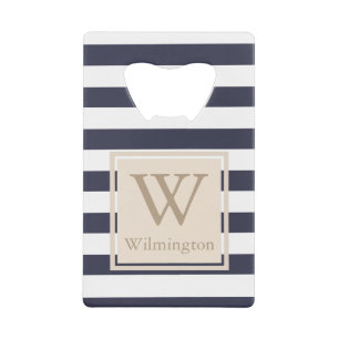 Classy Nautical Thick White Stripes - Personalized Wallet Bottle Opener