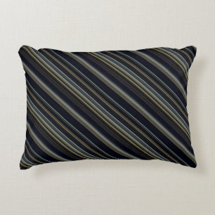 Classy Navy and Gold Multicolor Stripes Accent Pillow