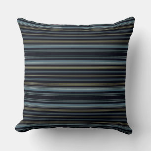 Classy Navy and Gold Multicolor Stripes Throw Pillow