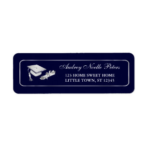 Classy Navy and Silver Graduate Address Labels