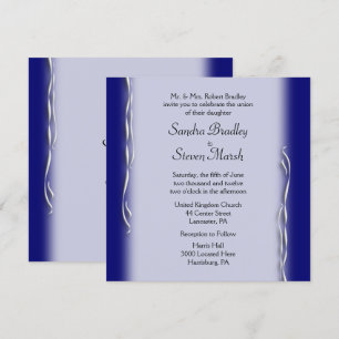Classy Navy and White Wedding Invitation