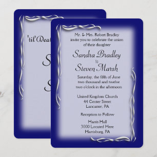 Classy Navy and White Wedding Invitation