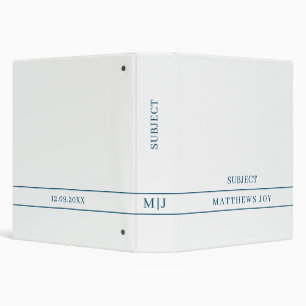 Classy Navy Blue And White  Binder