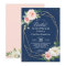 Classy Navy Blue Blush Pink Floral Bridal Shower