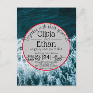 Classy navy blue coastal beach Invitation postcard