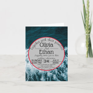 Classy navy blue coastal beach Wedding Invitation
