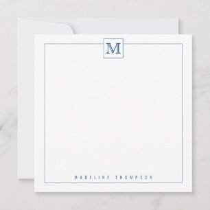Classy Navy Blue Initial Monogram Square border Card