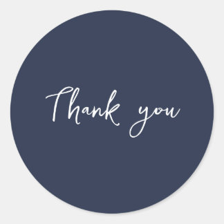 Classy Navy Blue Thank You Packaging Gift Business Classic Round Sticker