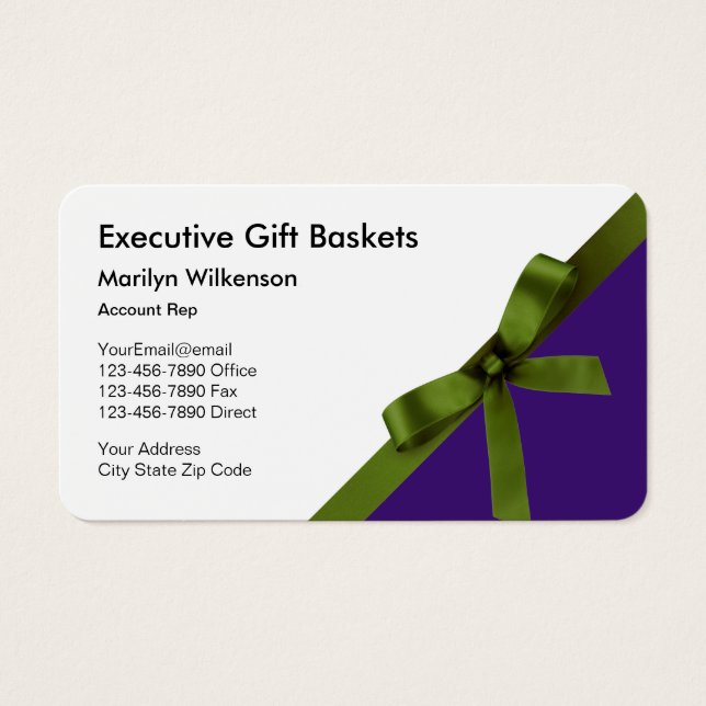 Classy New Executive Gift Basket Business Cards (Front)