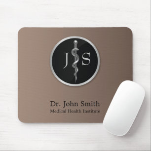 Classy Noble Medical Rod of Asclepius Silver Mouse Pad