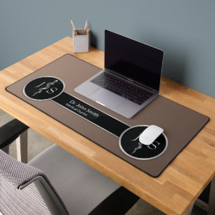 Classy Noble Silver Rod of Asclepius Medical Desk Mat