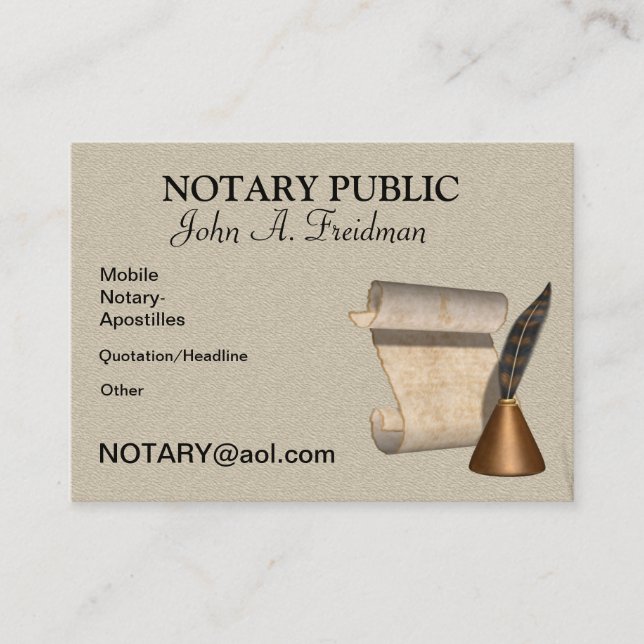 CLASSY NOTARY PUBLIC Business Card (Front)