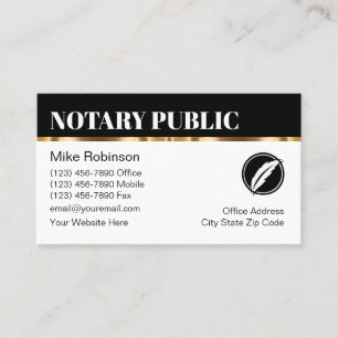 Classy Notary Public Editable Business Cards