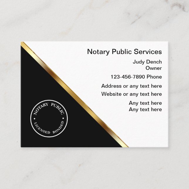 Classy Notary Service Business Cards (Front)
