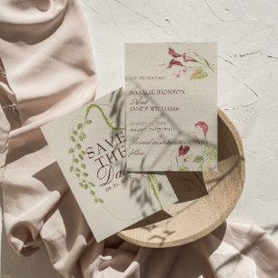 Classy Nouveau Art Watercolor Retro Floral Wedding Save The Date