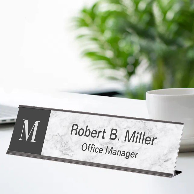 Classy Office Monogram Executive Desk Nom Plaque (Créateur téléchargé)