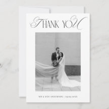 Classy Old Money Script Black White Photo Wedding