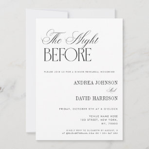 Classy Old Money The Night Before Rehearsal Dinner Invitation