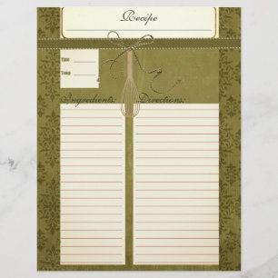 Classy Olive Green Recipe Inserts
